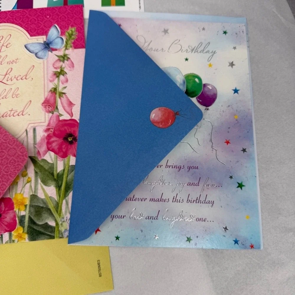 Birthday Greeting Card Mixed LOT of 8 Assortment Colorful Stationery Ephemera